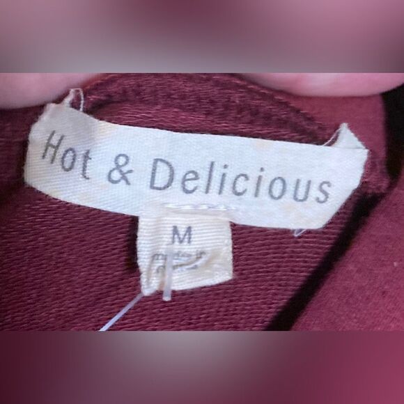 Hot & Delicious women’s wine colored fringed cowl neck top. - Picture 5 of 7